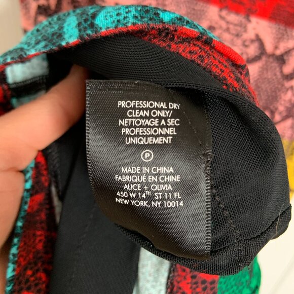 Alice + Olivia Delora Rainbow Snake Print Midi Dress Size 0 XS - Picture 11 of 15